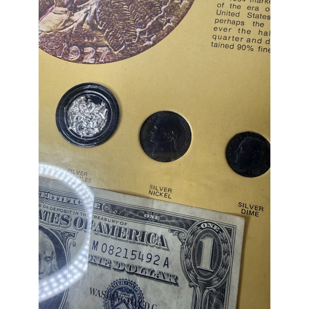 The Silver Story- Silver Certificate Half Dollar Quarter Dime Nickel & Granules - Picture 5 of 12